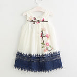 Summer Brand New Girls Dress Flowers Lace Silk