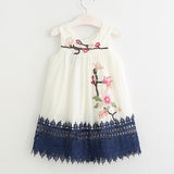 Summer Brand New Girls Dress Flowers Lace Silk