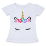 Fashion Unicorn Girls T-shirt Children Short Sleeves
