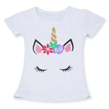 Fashion Unicorn Girls T-shirt Children Short Sleeves