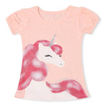 Fashion Unicorn Girls T-shirt Children Short Sleeves