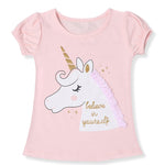Fashion Unicorn Girls T-shirt Children Short Sleeves