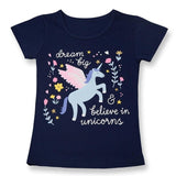 Fashion Unicorn Girls T-shirt Children Short Sleeves