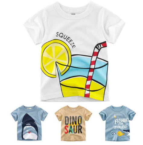 2-8Years Cartoon Print Baby Boys Shorts T Shirt