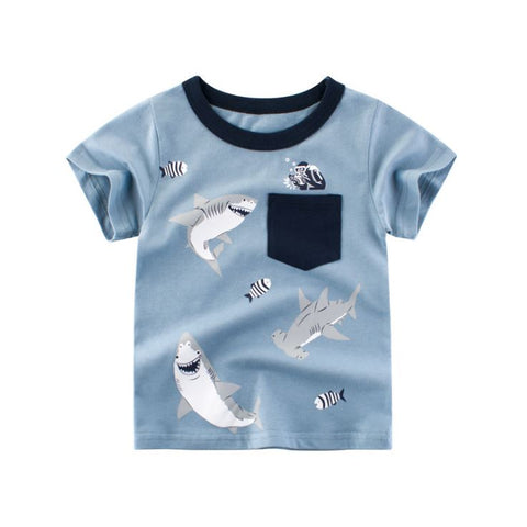 2-8Y Cartoon Print Baby Boys T-Shirt For Summer