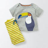 1-6 Years Cartoon Parrot Print Baby Boys Clothing Sets