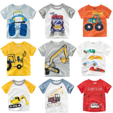 2-8Y Cartoon Print Baby Boys Dinosaur T Shirt