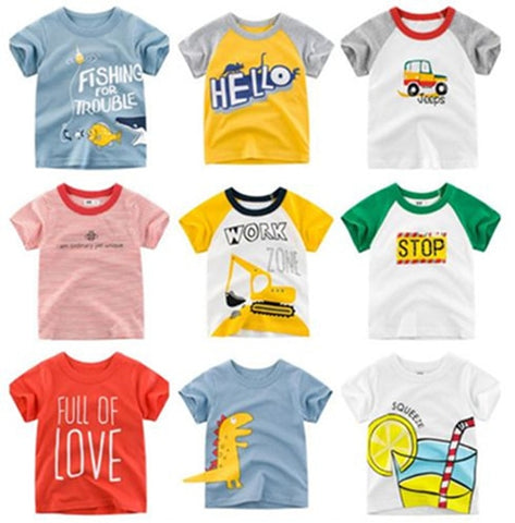 2-8Y Cartoon Print Baby Boys T-Shirt For Summer